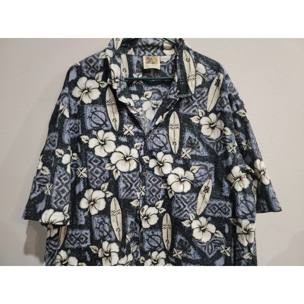 Winnie Fashion made in Hawaii mens‎ Blue button up casual shirt size 4XL